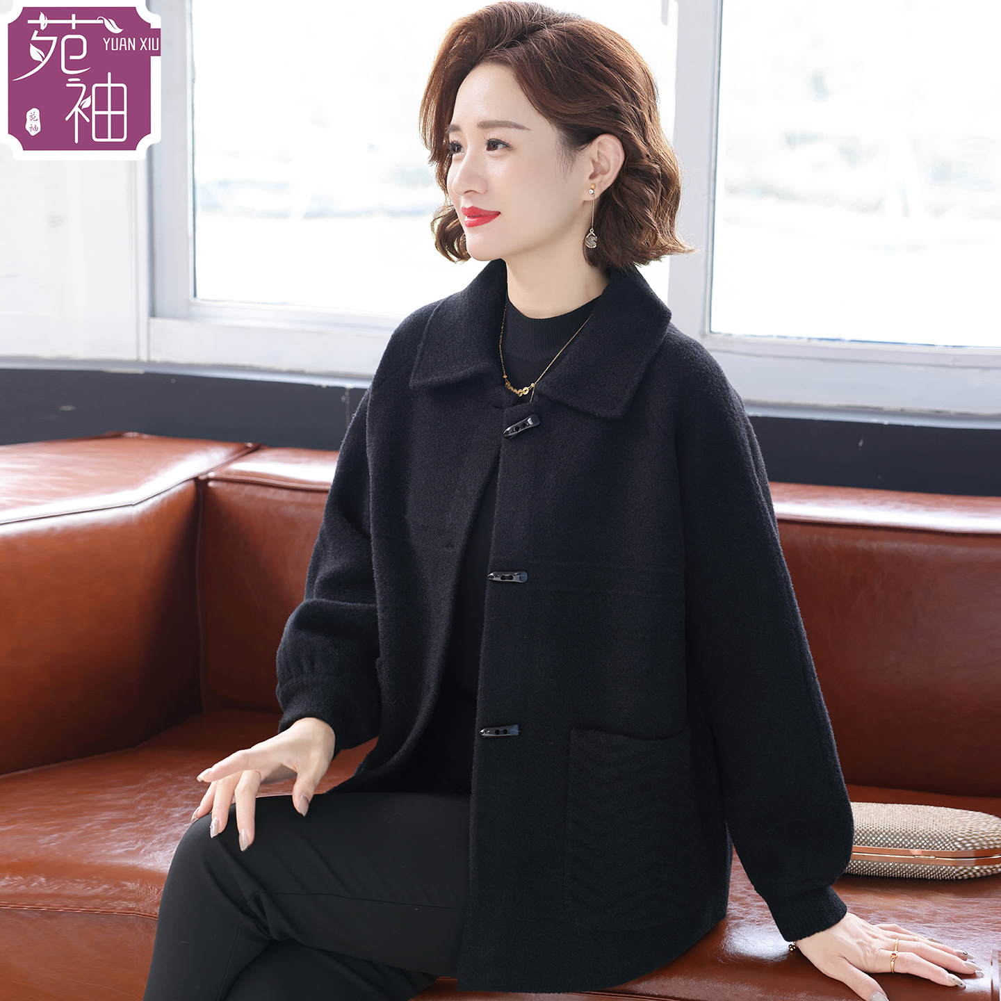 妈妈款秋装洋气高贵外套2025新款中老年女装春秋时尚休闲毛呢上衣