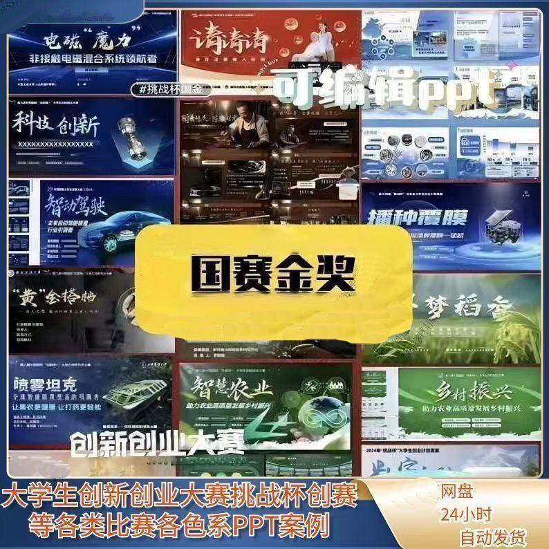 一百套国赛PPT大学生创新创业大赛各类比赛案例高端模板国金水平