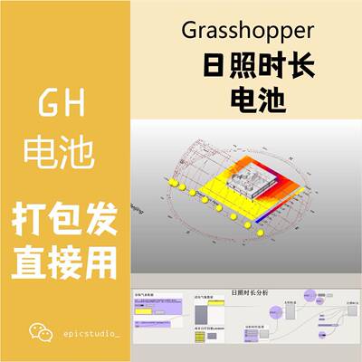 日照时常分析Grasshopper电池组GH电池犀牛插件模板参数化合集a
