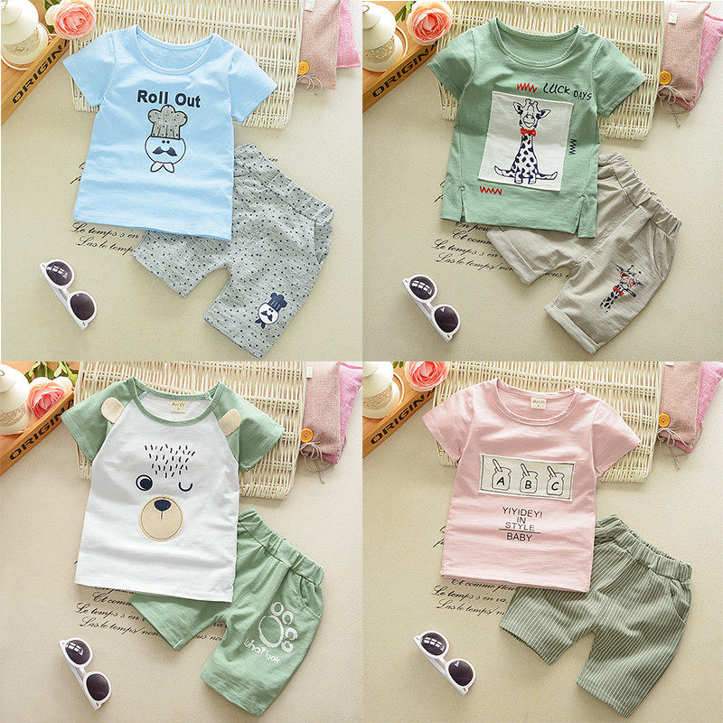 童裝男童夏裝短袖洋氣套裝1-3歲4寶寶5新款女童t恤短褲兩件套潮在類目 童裝/嬰兒裝/親子裝, 套裝中 - 來自Buy2taobao.com提供專業的淘寶代購服務