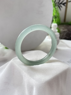 天然东陵玉手镯果冻56mm晴水绿玉镯轻奢少女镯子学生蜜送证书313