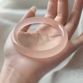 特级冰透西柚粉显白天然玉镯藕粉圆条阿富汗玉手镯真玉送礼专用款