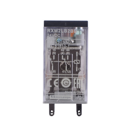 正品施耐德中间继电器2对触点24VDC RXM2LB2BD 1BD带指示灯8脚