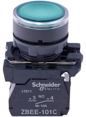 正品施耐德带灯平头按钮开关 ZBEE-101C ZBV-M3EC 绿色自复位220V