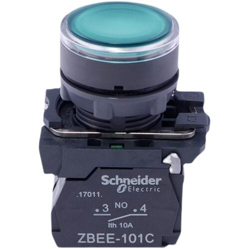 正品施耐德带灯平头按钮开关 ZBEE-101C ZBV-M3EC 绿色自复位220V