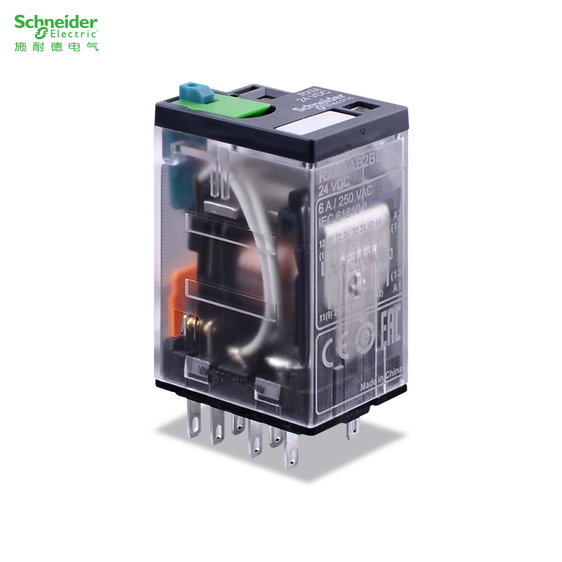 施耐德 插拔式中间继电器 14脚 RXM4AB2BD DC24V 四开四闭4组