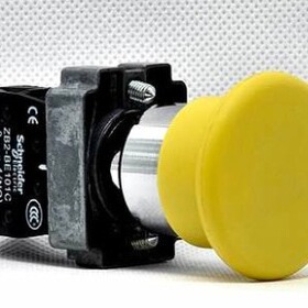 原装正品 施耐德 22mm 黄色蘑菇头按钮开关 XB2-BC51C 自复位1NO