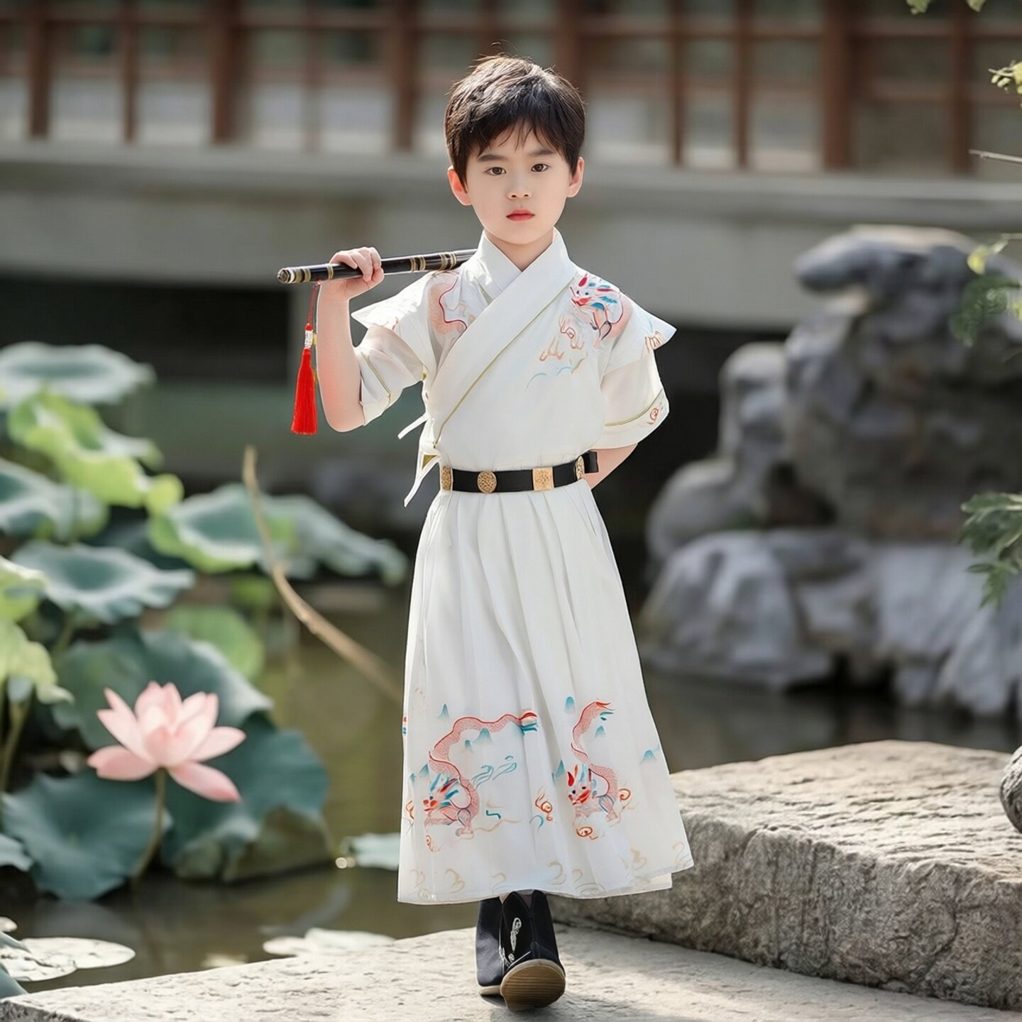 明制汉服男童夏薄款锦衣卫飞鱼服图片
