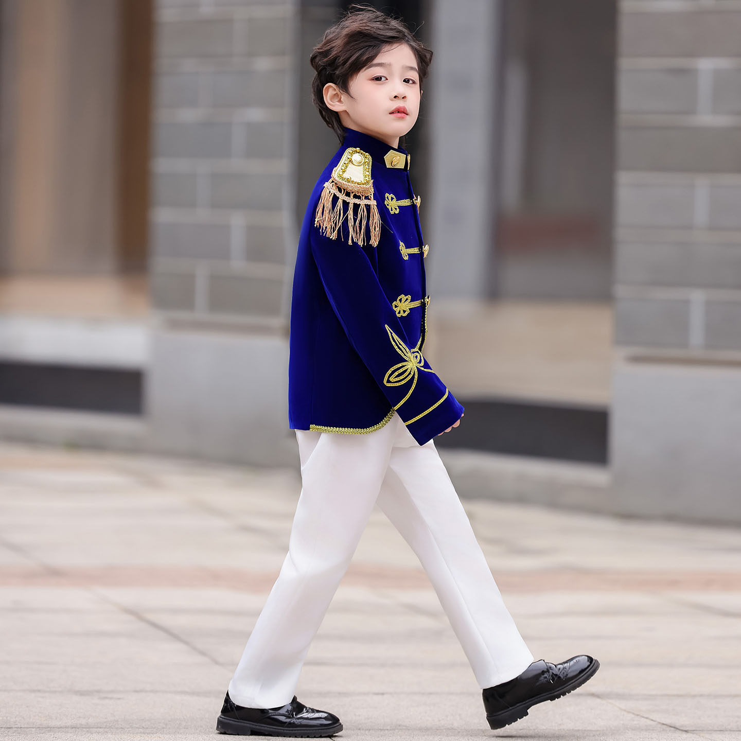男童儿童王子演出服礼服海军风格亚当走秀鼓号队升旗仪仗表演服装