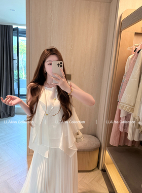 来来LLAI 天丝醋酸蝴蝶衫 这套超级女神设计感小众不规则无袖衬衫