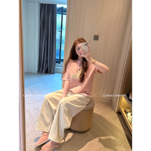 女 日常b备单品松弛感慵懒风宽松阔腿休闲裤 来来LLAI 花纱香蕉裤