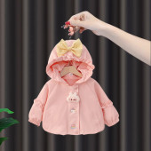 休闲连帽风衣女孩上衣 儿童洋气女宝宝秋季 女童外套春秋款 2026新款