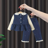 洋气时髦童装 女童套装 儿童背心三件套一岁宝宝春装 2026新款 春秋季
