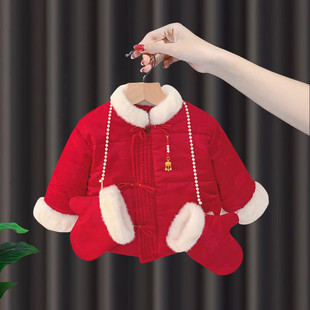 女童棉服外套冬装2026新款洋气儿童加绒保暖棉衣女宝宝国风棉袄潮