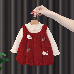 穿搭周岁女宝宝宴礼服绝美裙子 儿童装 女童连衣裙套秋冬季 2025新款