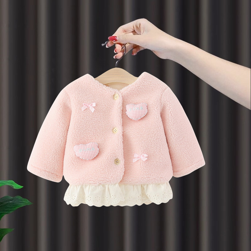 女童冬装毛毛衣洋气加绒外套