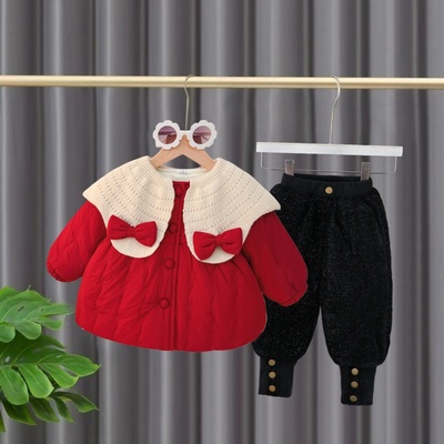 女童冬装套装儿童加厚棉衣