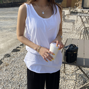 别致绝美上衣吊带白色无袖宽松大码内搭打底衫掉吊美式背心女款夏