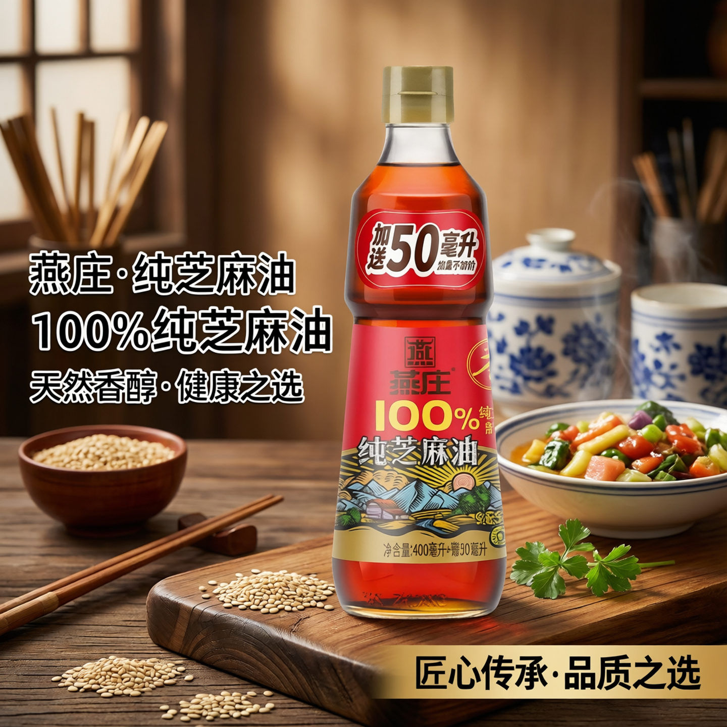 【限时补贴】燕庄400加赠50ml纯芝麻油火锅串串凉拌点蘸料熟芝麻