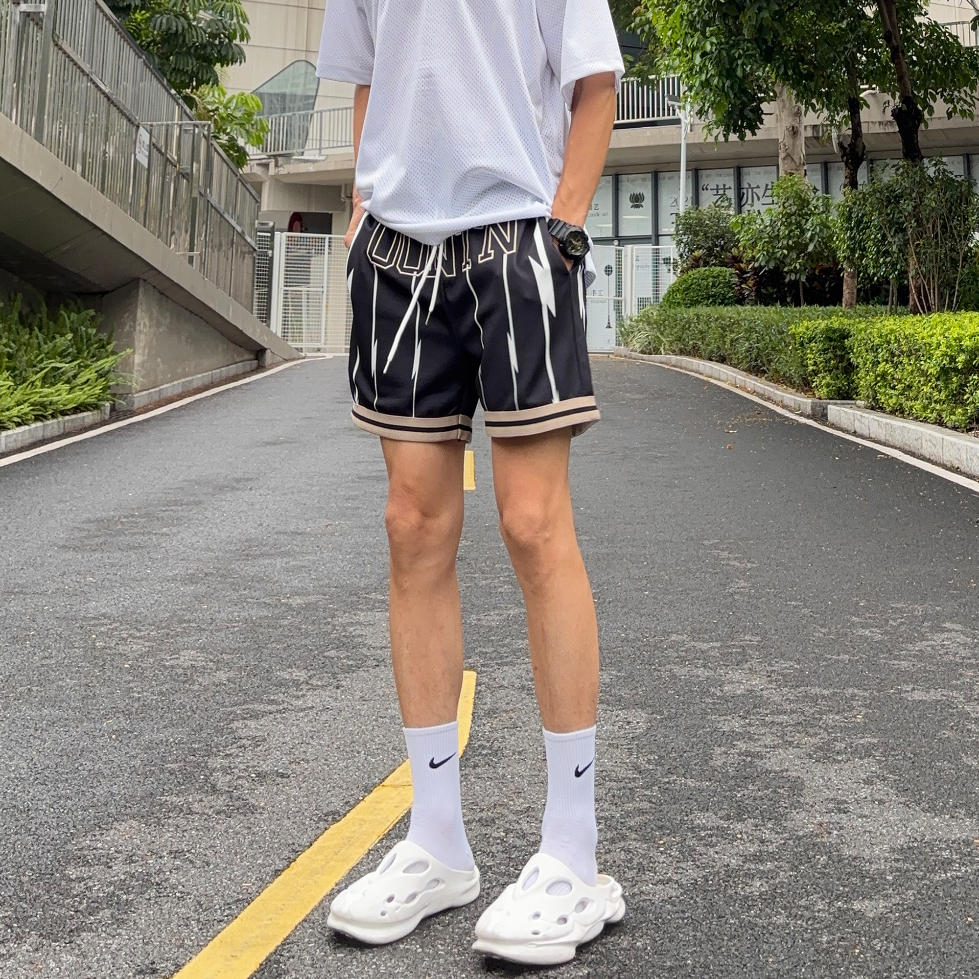UBCG300克网眼短裤男夏季美式篮球裤刺绣四分运动男士训练休闲裤