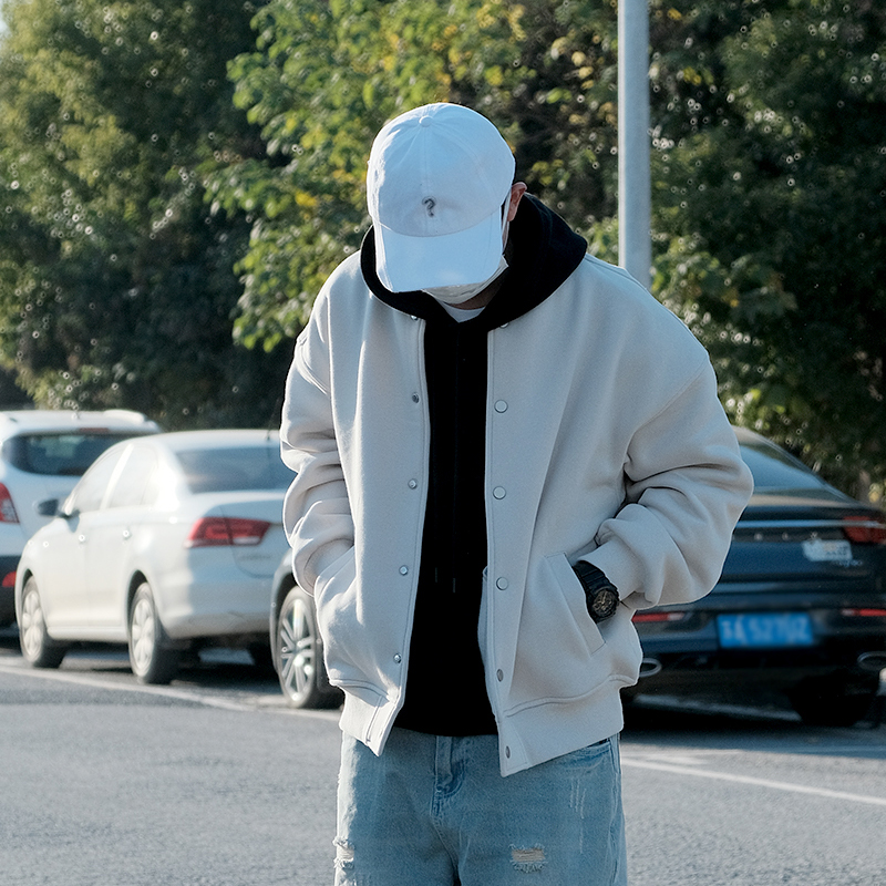 加绒棒球服UNCLEBLUE秋冬宽松