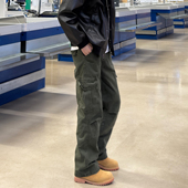 长裤 男直筒宽松多口袋工装 复古水洗石磨纯棉休闲裤 UNCLEBLUE美式