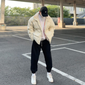 UNCLEBLUE 立领羽绒服男冬加厚白鸭绒面包服潮牌刺绣外套 90绒美式