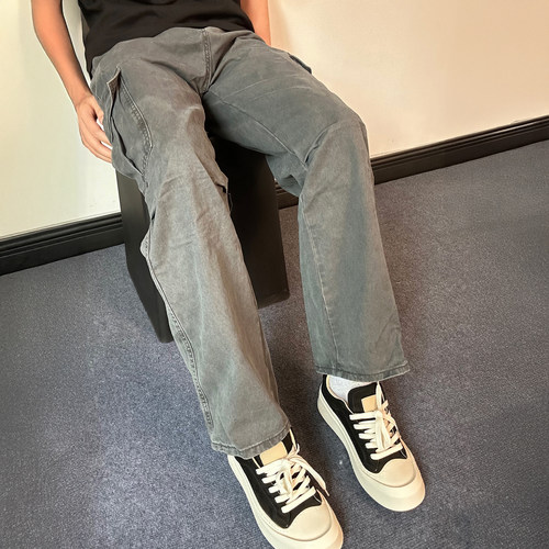 直筒宽松多口袋工装长裤