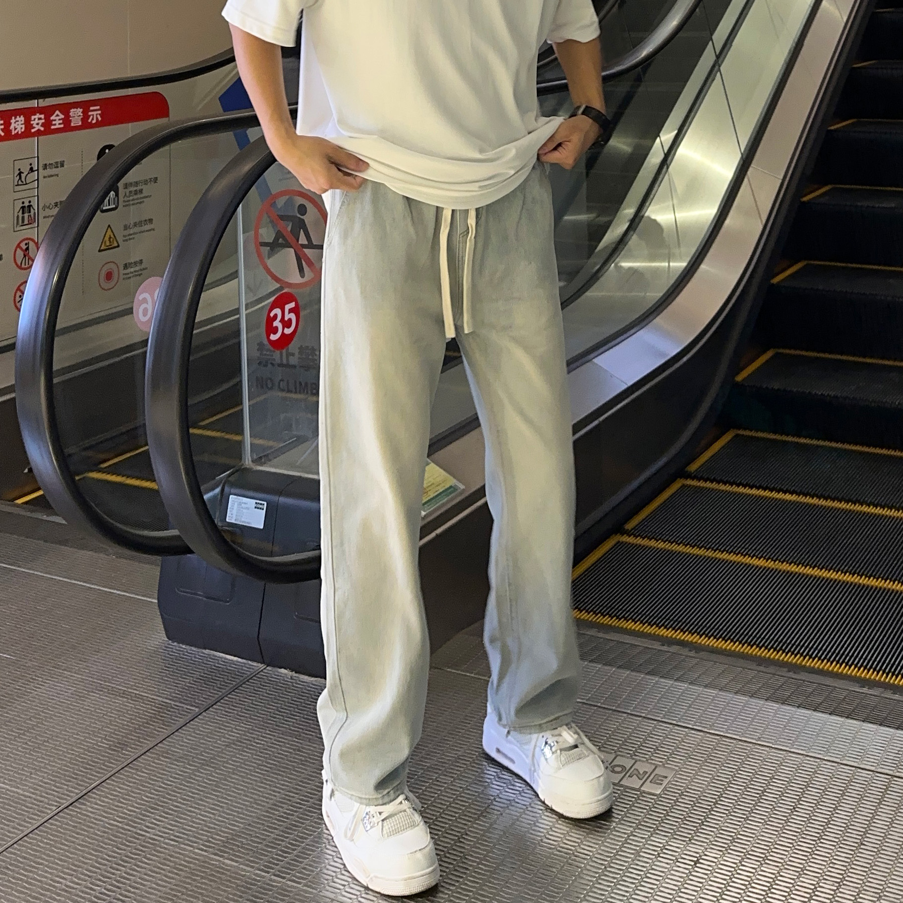 UNCLEBLUE拉链长裤水洗牛仔裤