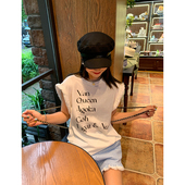 2025宽松设计感上衣半袖 今屿花花 女装 新款 白色印花短袖 t恤女夏季