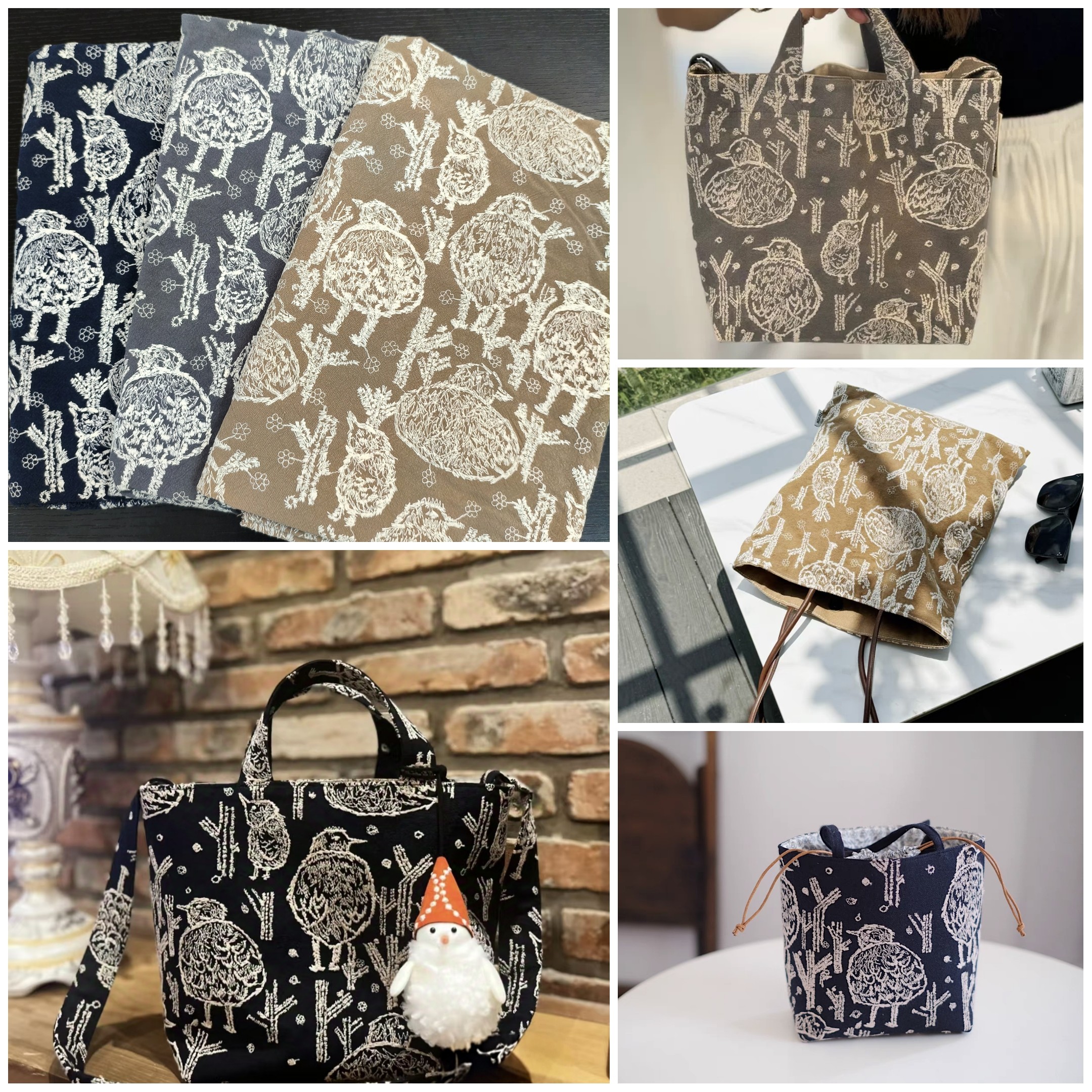 皆川明风格厚棉麻拜拜幸福小鸟绣花布料马甲童装面料民族风,纺织面料/辅料/配套,面料/布类,淘宝优惠券,粉丝福利购,淘宝优惠卷