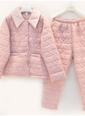 妮可雅睡衣女2025冬季新品三层加厚羽绒棉夹棉保暖防风家居服套装