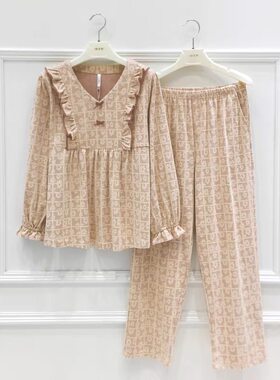 妮可雅睡衣女秋冬季新品加厚舒绒棉长袖法式复古公主风家居服套装
