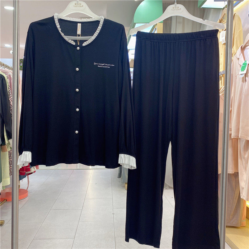 美梦女针织棉田园风家居服图片