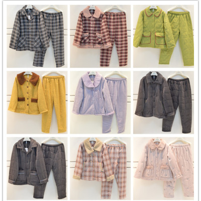 特价妮可雅女士睡衣秋冬季新款珊瑚绒薄款夹棉保暖男士家居服套装