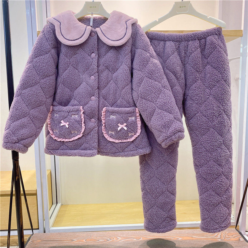 安之伴睡衣女冬季新款泰迪绒夹棉加厚保暖珊瑚绒棉袄甜美可爱套装,女士内衣/男士内衣/家居服,睡衣/家居服套装,淘宝优惠券,粉丝福利购,淘宝优惠卷