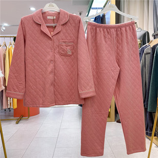 美梦空气夹层棉女士睡衣2023秋季 保暖抗静电开衫 长袖 家居服套 新品