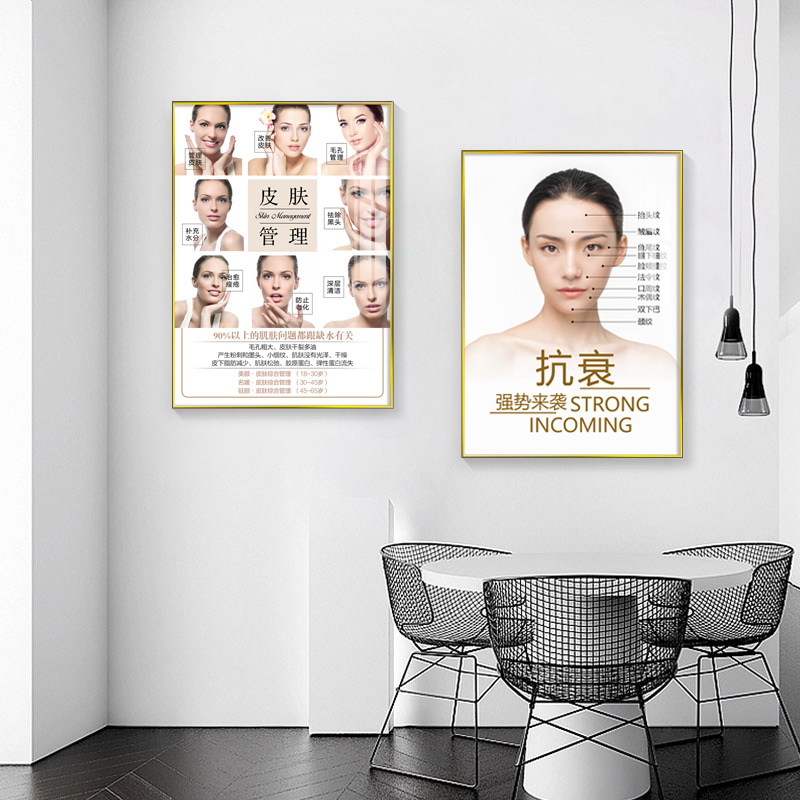 美容院皮肤管理挂画装饰画贴纸