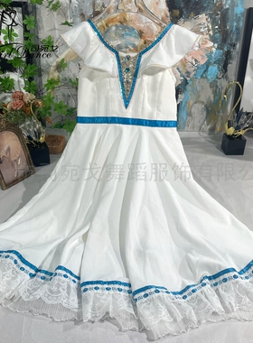 白色毕业的舞会变奏专业定制演出服GDC比赛表演服女童