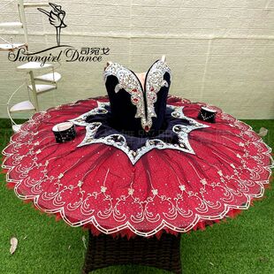 司宛戈儿童黑红色唐吉坷德变奏芭蕾舞凸凸裙定制比赛演出服纱裙