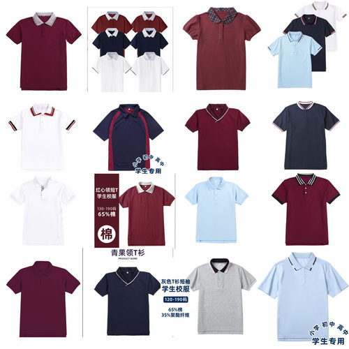 高中小学生校服短袖POLO衫上衣棉