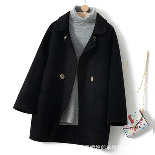 男女童儿童中大童双面羊毛大衣秋冬季纯色双面呢外套短款韩版羊绒