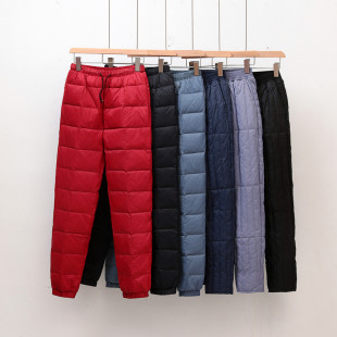 冬轻薄羽绒裤 中老年人爸爸高腰特大号 男女外穿内穿内胆加肥加大码