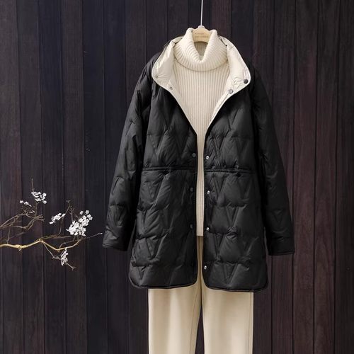 两面穿轻薄羽绒服女中长款双面穿200斤中老年妈妈胖mm加肥加大码