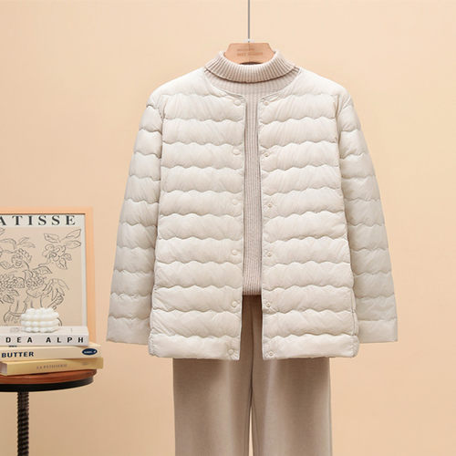 圆领无领轻薄羽绒服女V领内胆加肥加大码内外穿200斤薄款胖mm冬装