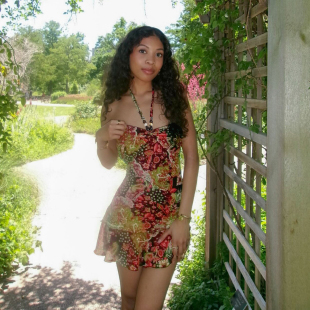 MSYOUCAN 显瘦小众辣妹A字短裙 田园复古风印花挂脖抹胸连衣裙修身