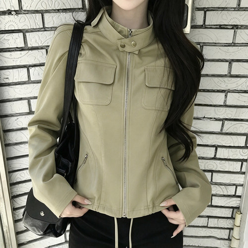 中性vibe机车风口袋拼接工装外套