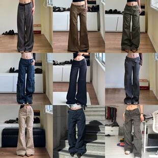 裤 专区 低腰梭织裤 MSYOUCAN 合集 辣妹工装 复古条纹休闲裤 美式