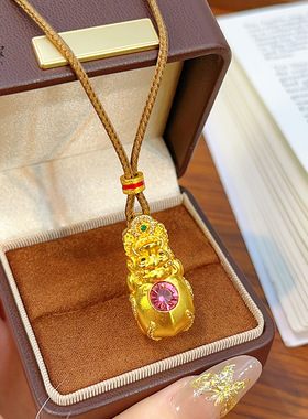 新中式沙金粉钻镂空貔貅吊