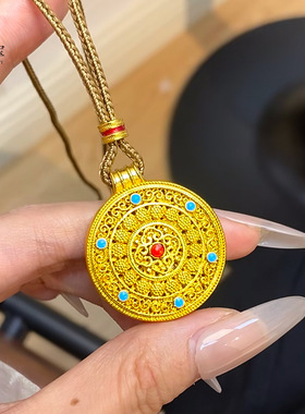 韦雪同款沙金古法花丝如意